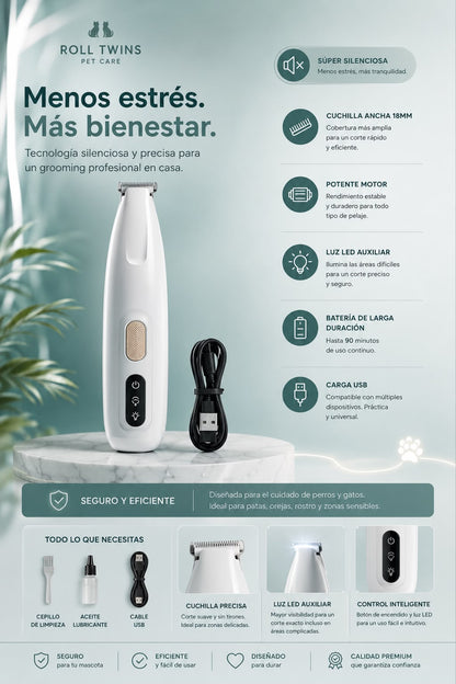 Cortapelos para Mascotas con Luz LED