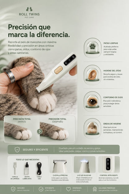 Cortapelos para Mascotas con Luz LED