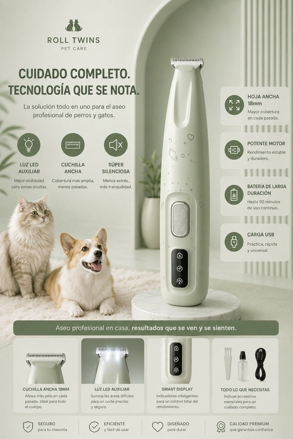 Cortapelos para Mascotas con Luz LED